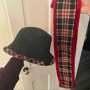 Vintage Burberry hat and scarf set